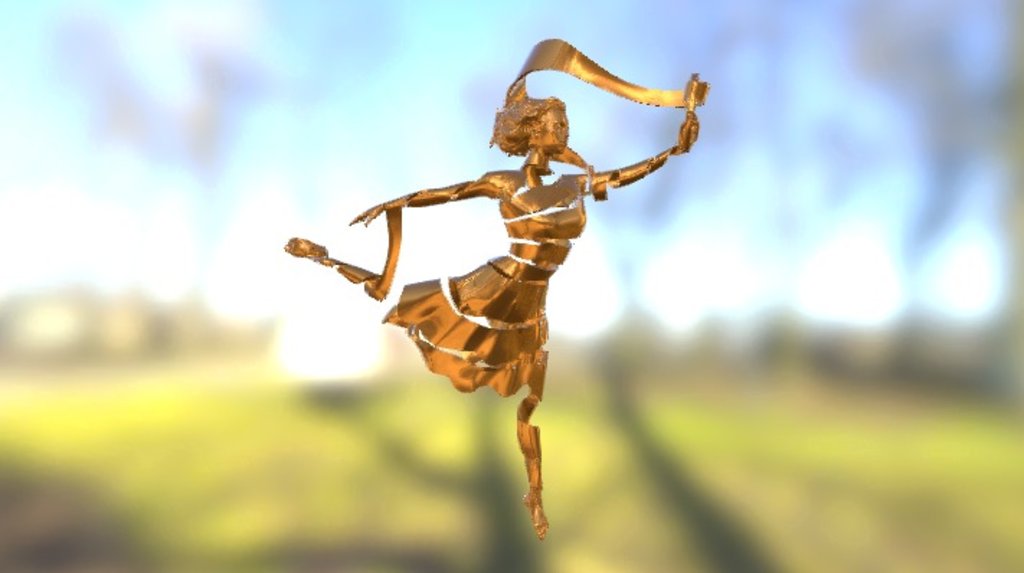 Girl Flying a Ribbon