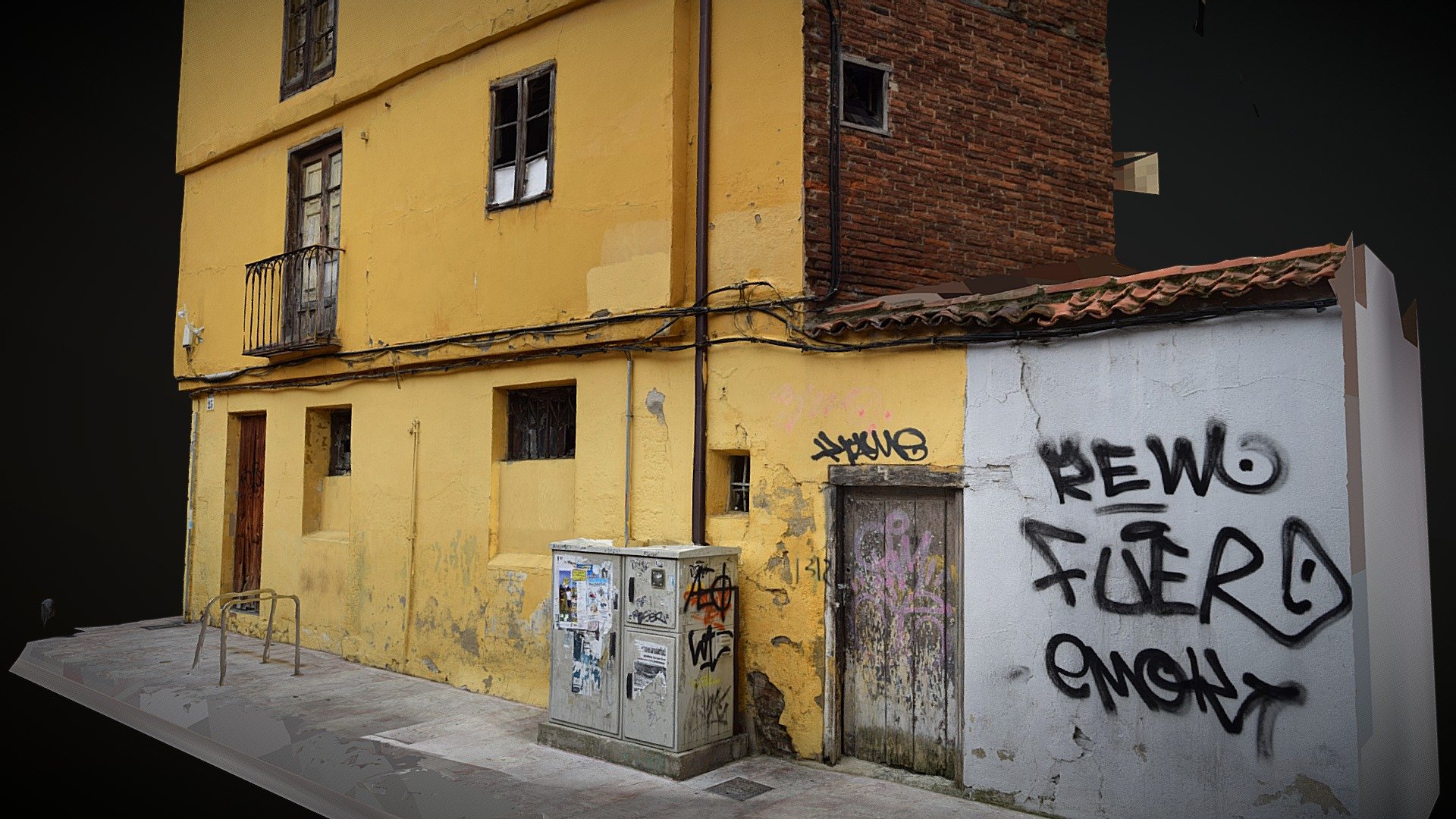 Old yellow & brick building photogrammetry scan