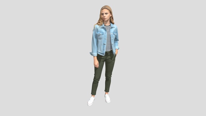 Casual Denim Jacket Outfit – Gratis 3D-model STL