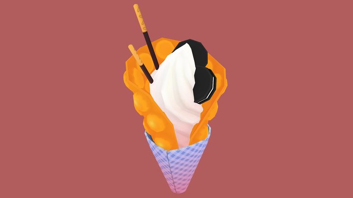 Bubble Waffle 3D Model