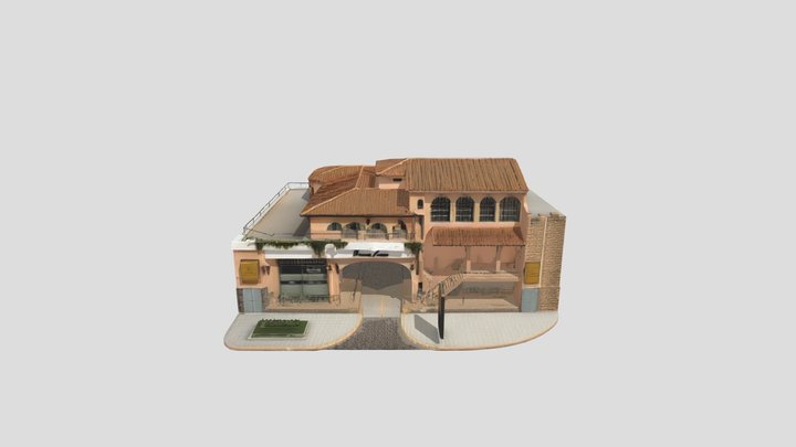 Mediterranean Style Commercial Building Model.