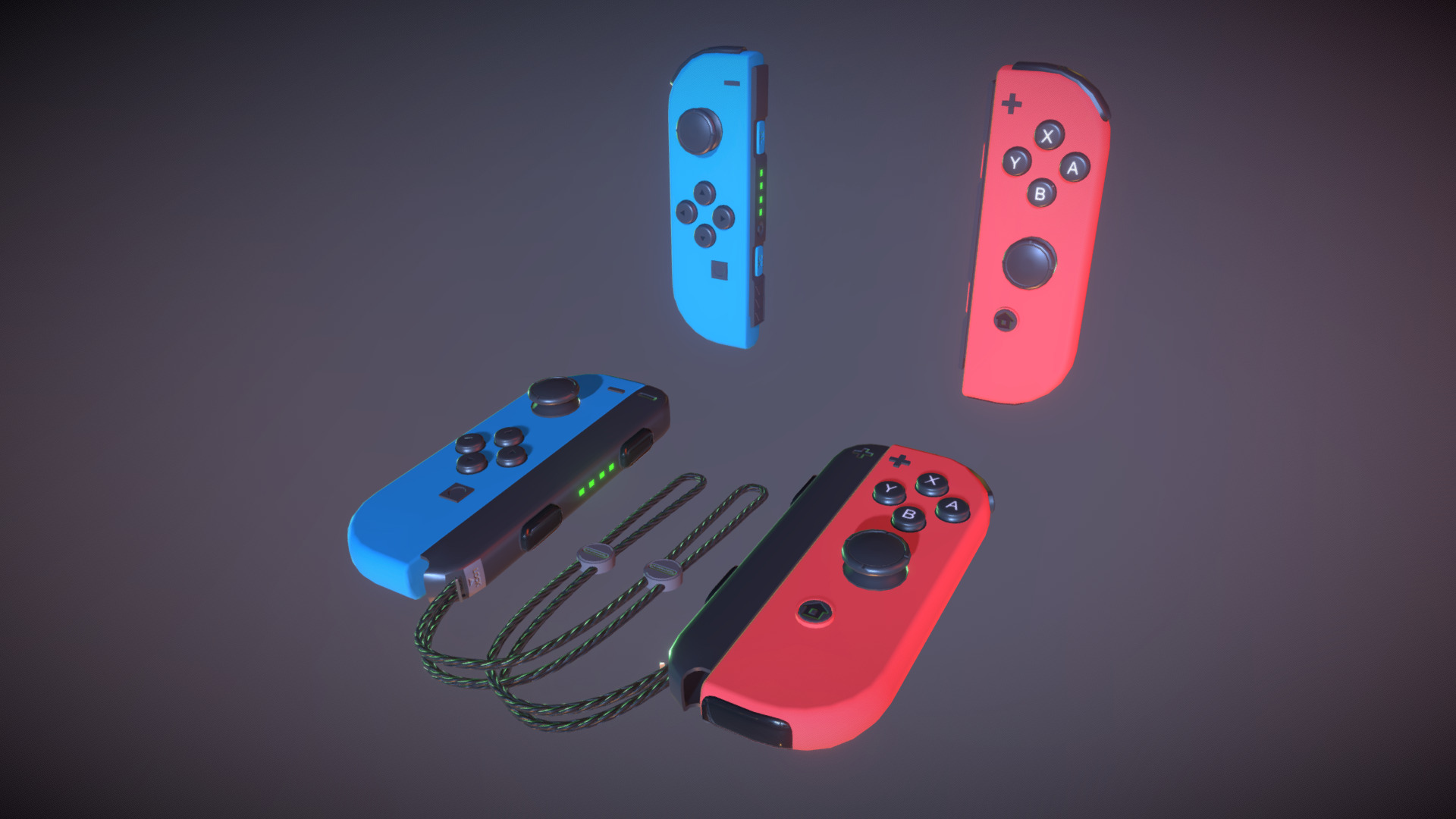 3D model Joy-Con - This is a 3D model of the Joy-Con. The 3D model is about a group of gaming devices.