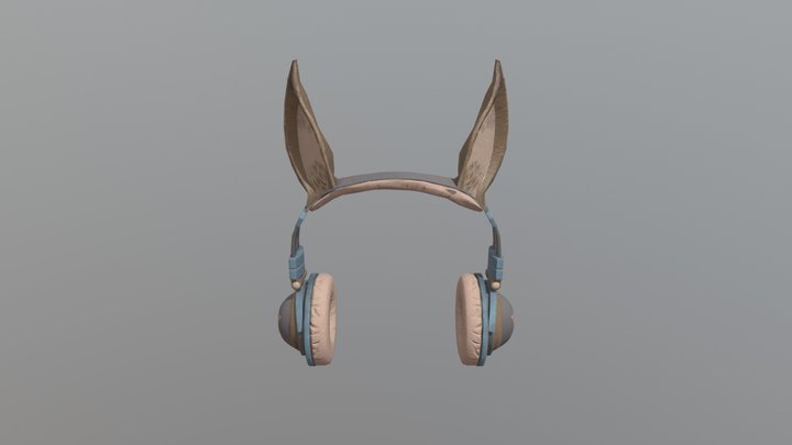 headphone with deer ear (lowpole) 3D Model