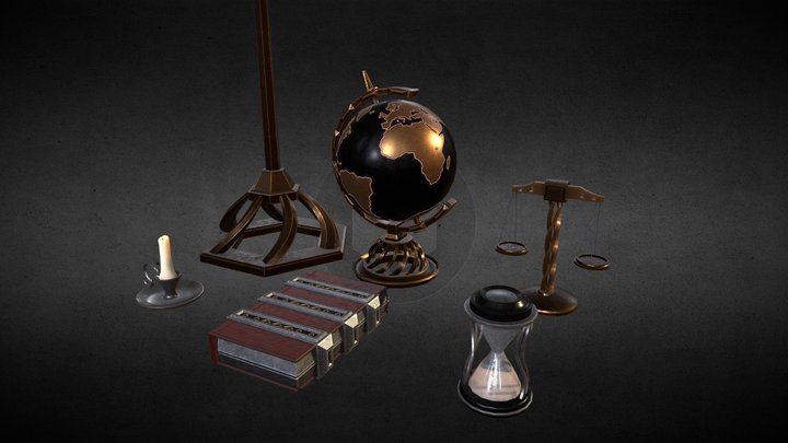 6 Medieval Fantasy Study Props 3D Model