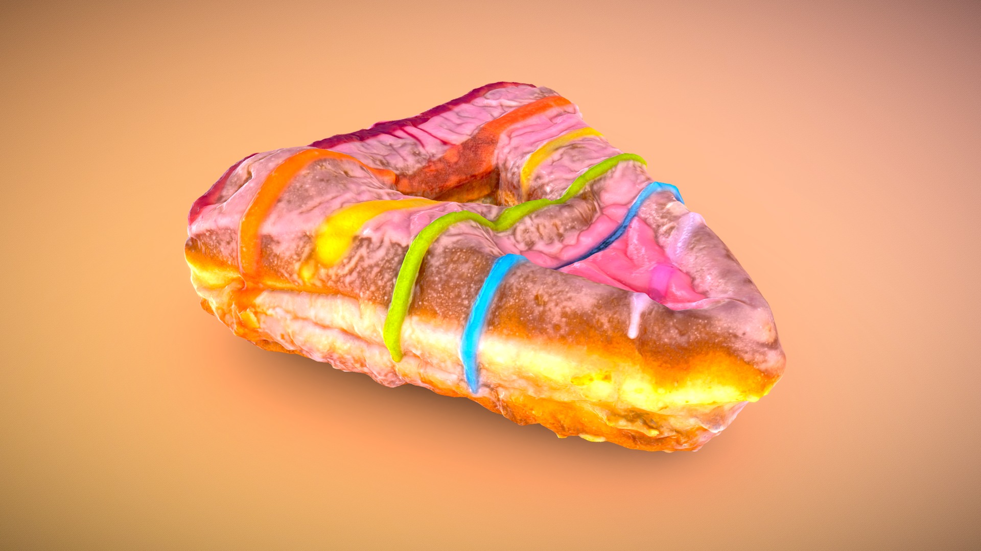3D model Doughnut Plant Pride - This is a 3D model of the Doughnut Plant Pride. The 3D model is about a colorful pastry with sprinkles.
