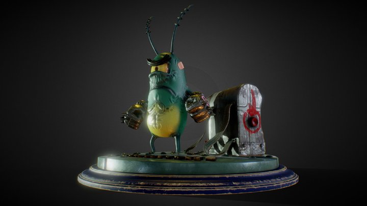 Rude plankton with his backpack 3D Model