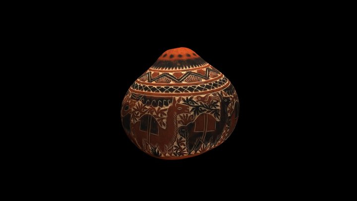 Traditional Peruvian Carved Gourd 3D Model