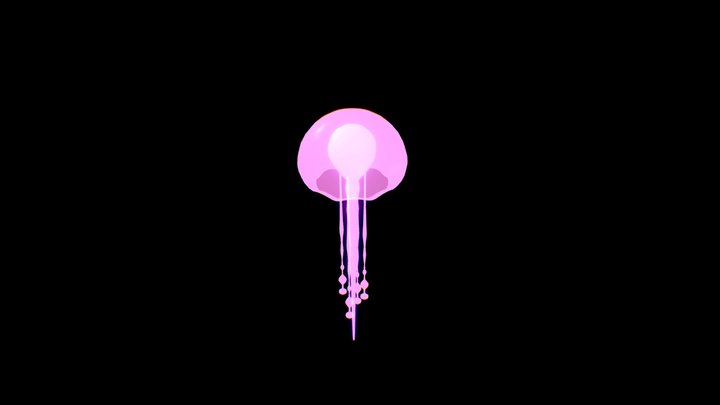 Pink Neon Jellyfish 3D Model