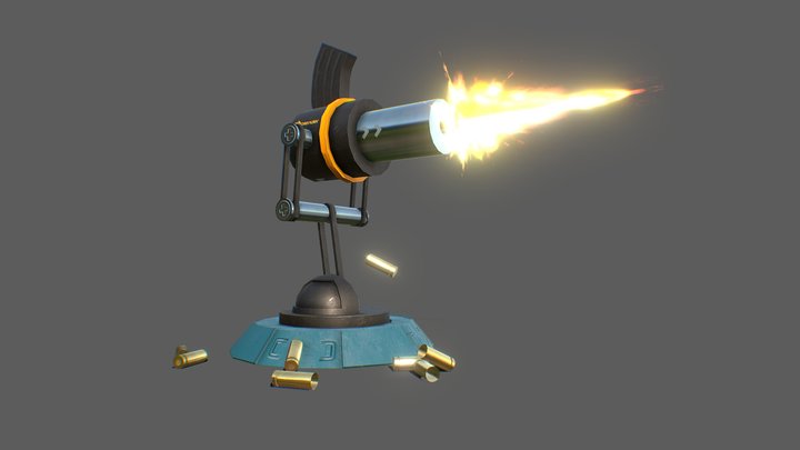 Turret Gun Flash - Animated – Free 3D Model STL