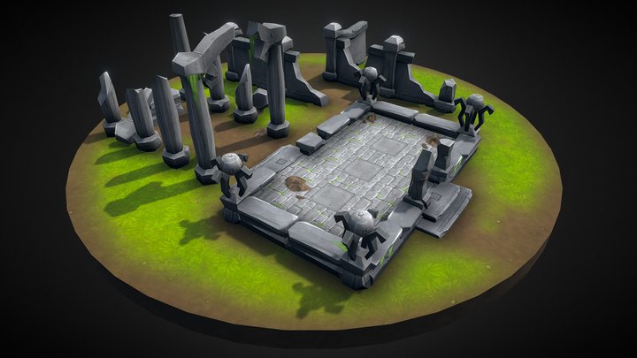 Lowpoly Toon Ruins 3D Model