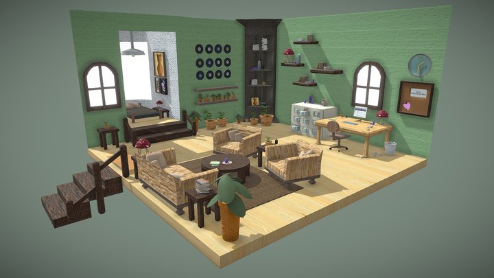 Final room scene 3D Model