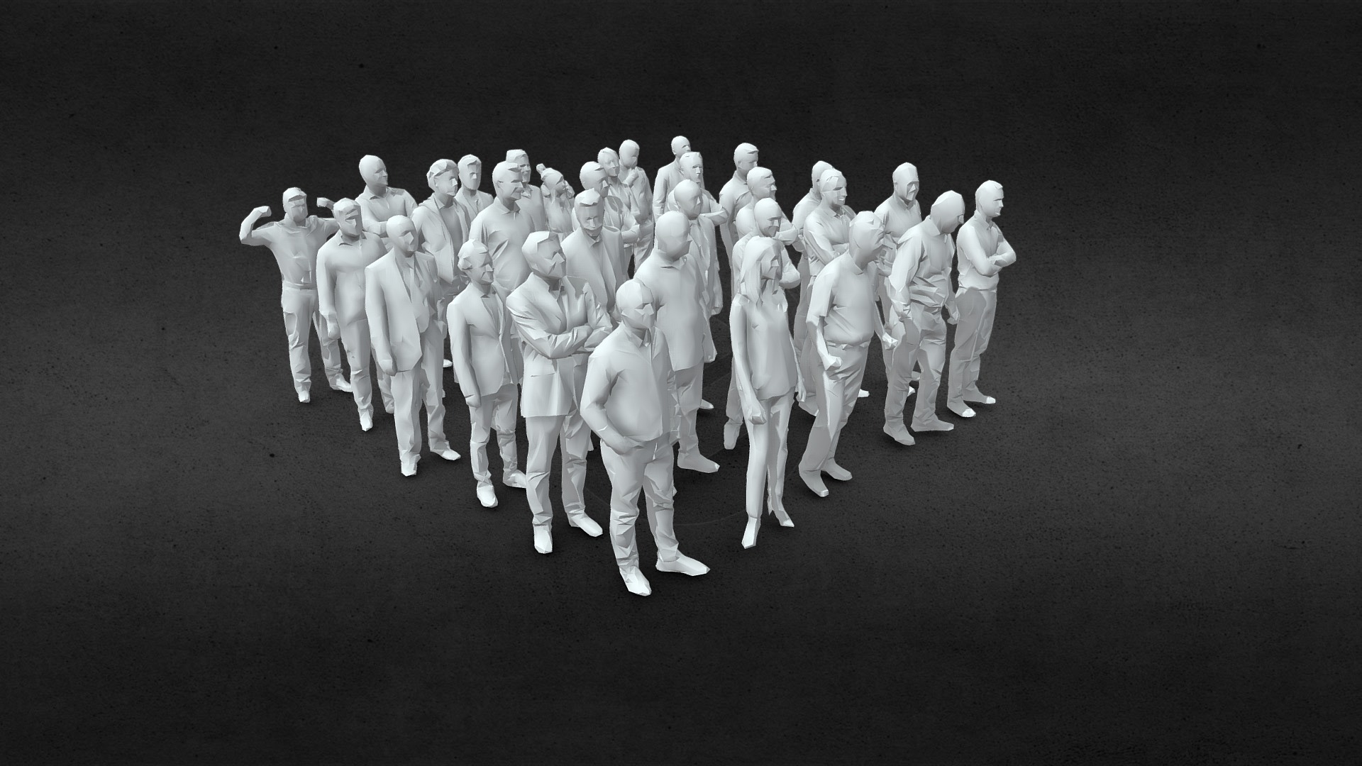 3D model 30 Low Poly people collection - This is a 3D model of the 30 Low Poly people collection. The 3D model is about a group of people in white.