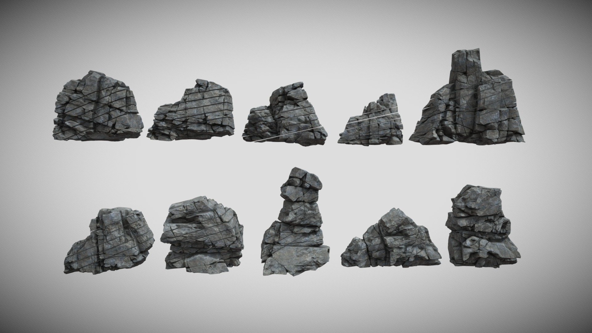 Low poly Gray Cracked Modular Rock 220106 - Buy Royalty Free 3D model ...