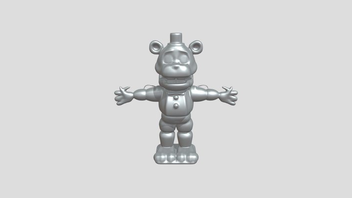 Golden animatronic bear with microphone 3D Model