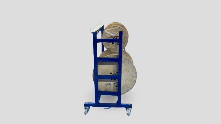 Electrical cable drums on Trolley rack 3D Model