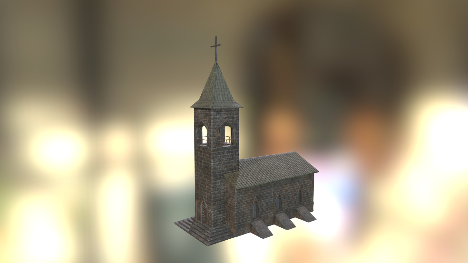 3D model Church - This is a 3D model of the Church. The 3D model is about a building with a tower.
