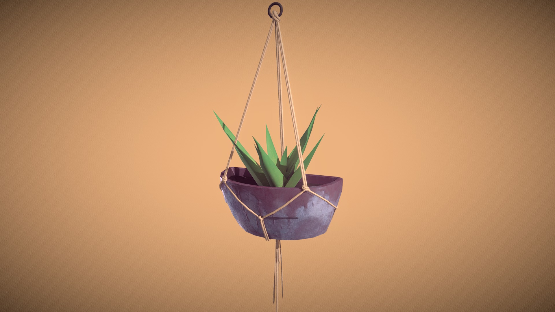 3D model Hanging Aloe Plant - This is a 3D model of the Hanging Aloe Plant. The 3D model is about a blue glass with a plant inside.