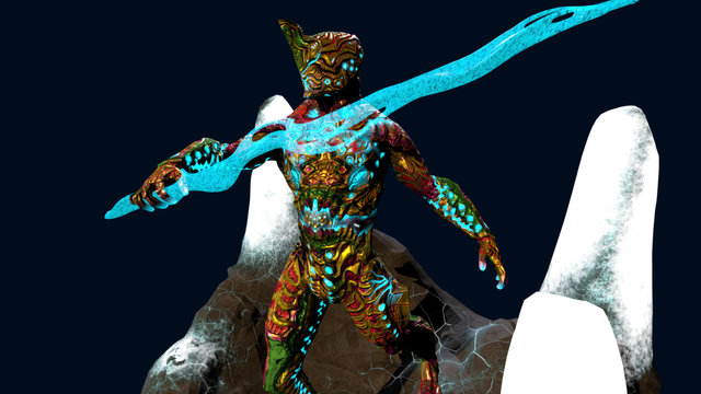 Infested Demon Knight Excalibur 3D Model