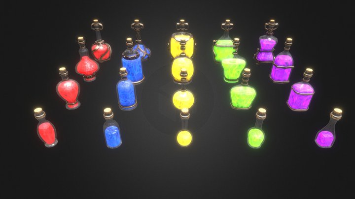 Classic Potions KIT (game ready asset) 3D Model