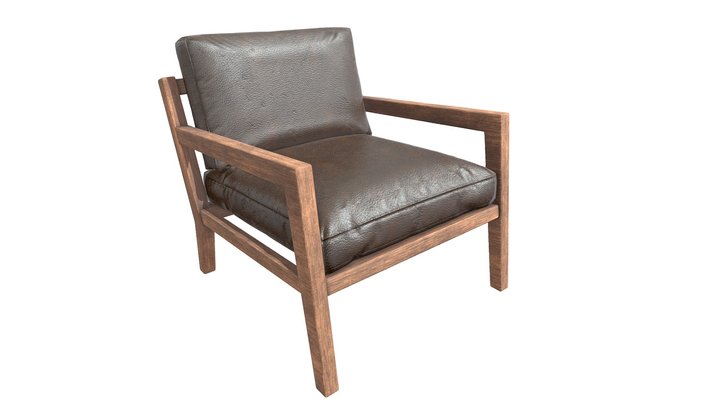 Leather Accent Chair Low Poly Asset 3D Model