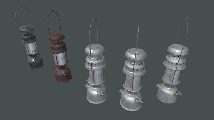 Gas Lamp with 3 textures and 3 LODs 3D Model