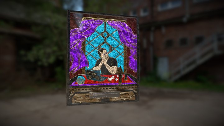Elon Musk stained glass window 3D Model