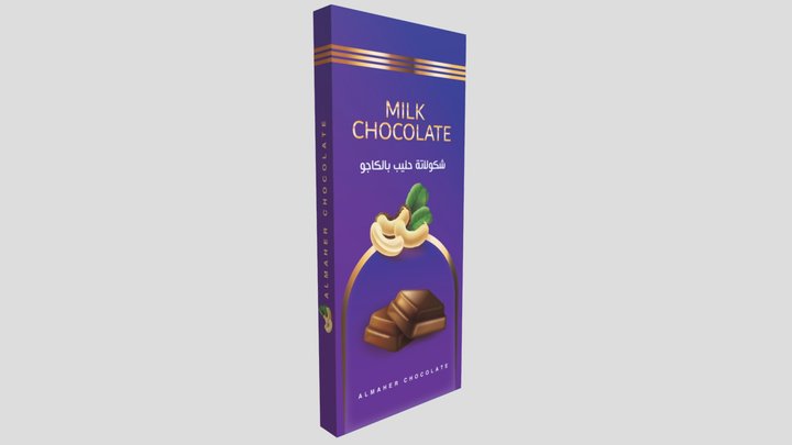 Realistic Chocolate Bar - Cashew 3D Model