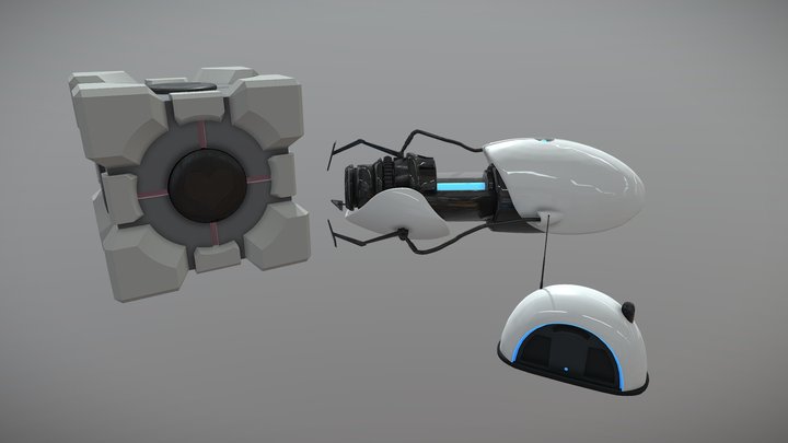 Portal Gun / Companion Cube / Radio 3D Model