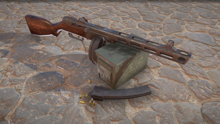 PPSh-41 & Extras 3D Model