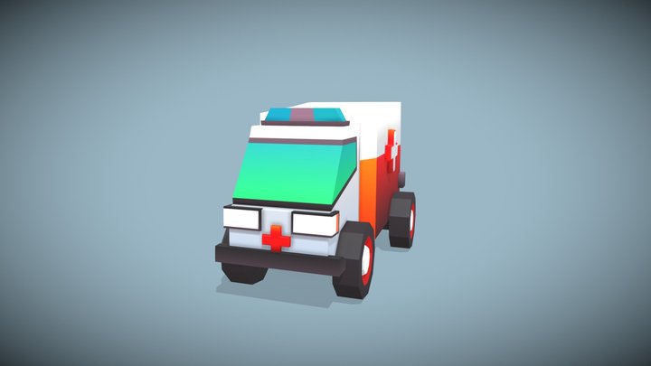 Low Poly Ambulance 3D Model