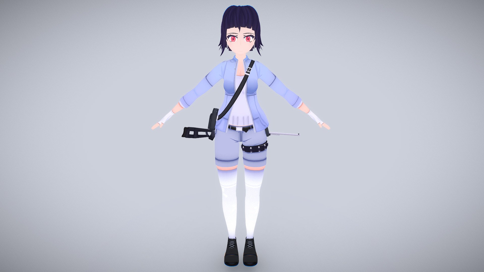 Anime Sci-fi Sniper Girl - VRChat Avatar - 3D model by Ben Holton  (@bholton) [3ae01d0]