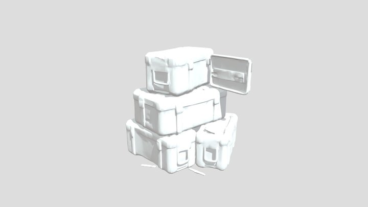 Ammo Crate Stack (Opened & Partially Emptied) 3D Model