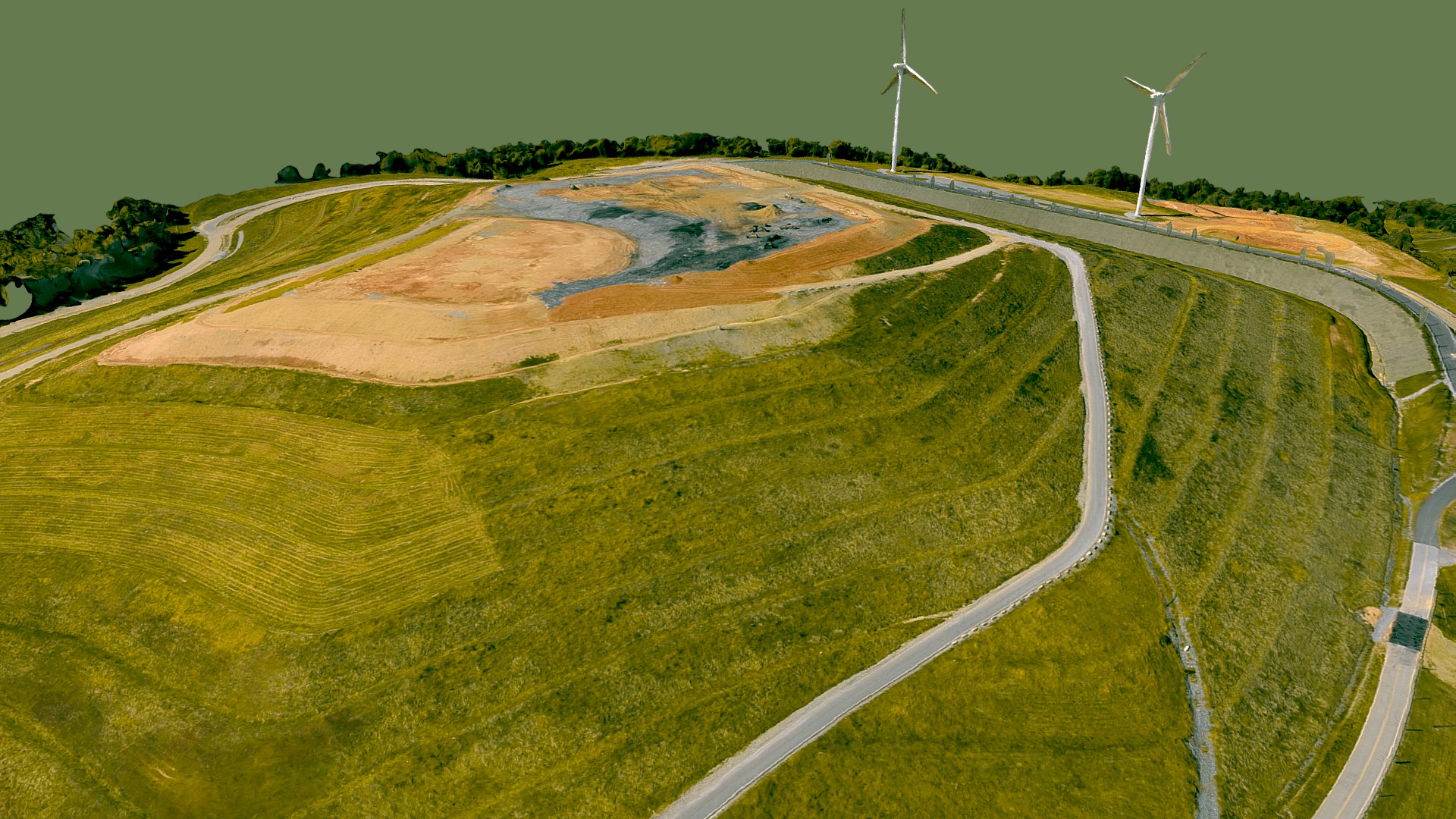 3D model Windmills - This is a 3D model of the Windmills. The 3D model is about a large field with windmills.