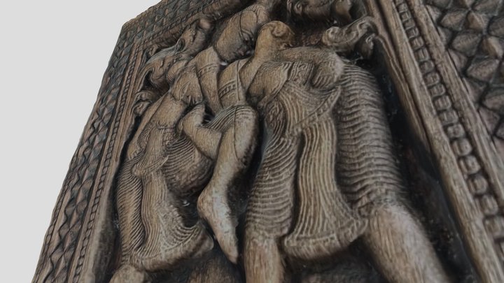 Carved Pillar, Embekka Devalaya 3D Model