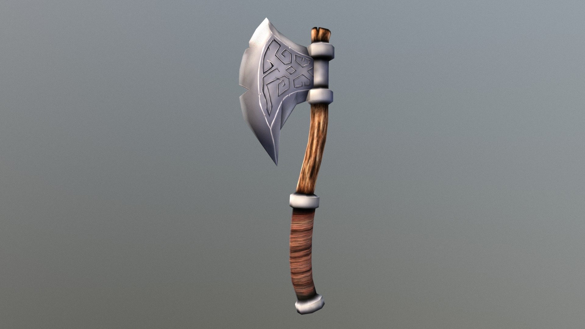 Low Poly Hand Painted Medieval Axe