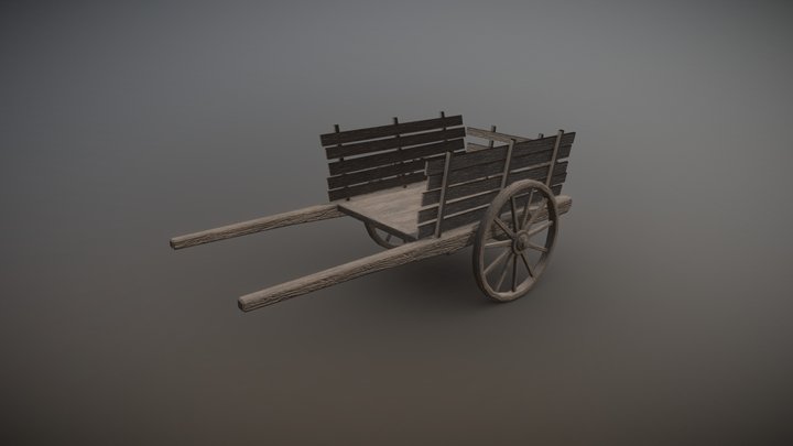Medieval Wooden Cart 3D Model