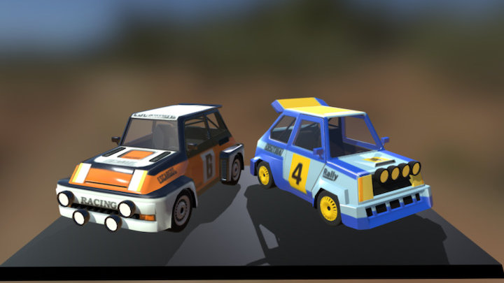 Cartoon Rally Cars 3D Model