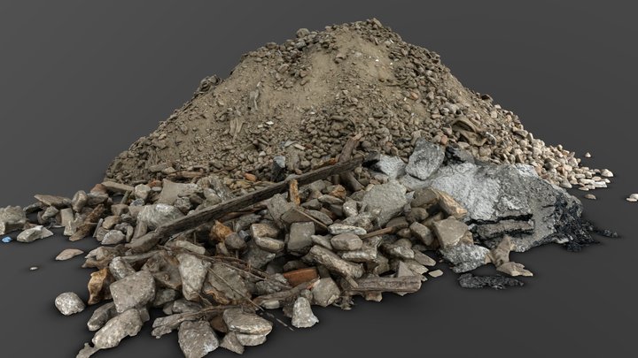 Rubble pile debris - HD scan 3D Model