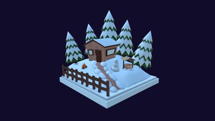 Snowy Simple Scene 3D Model