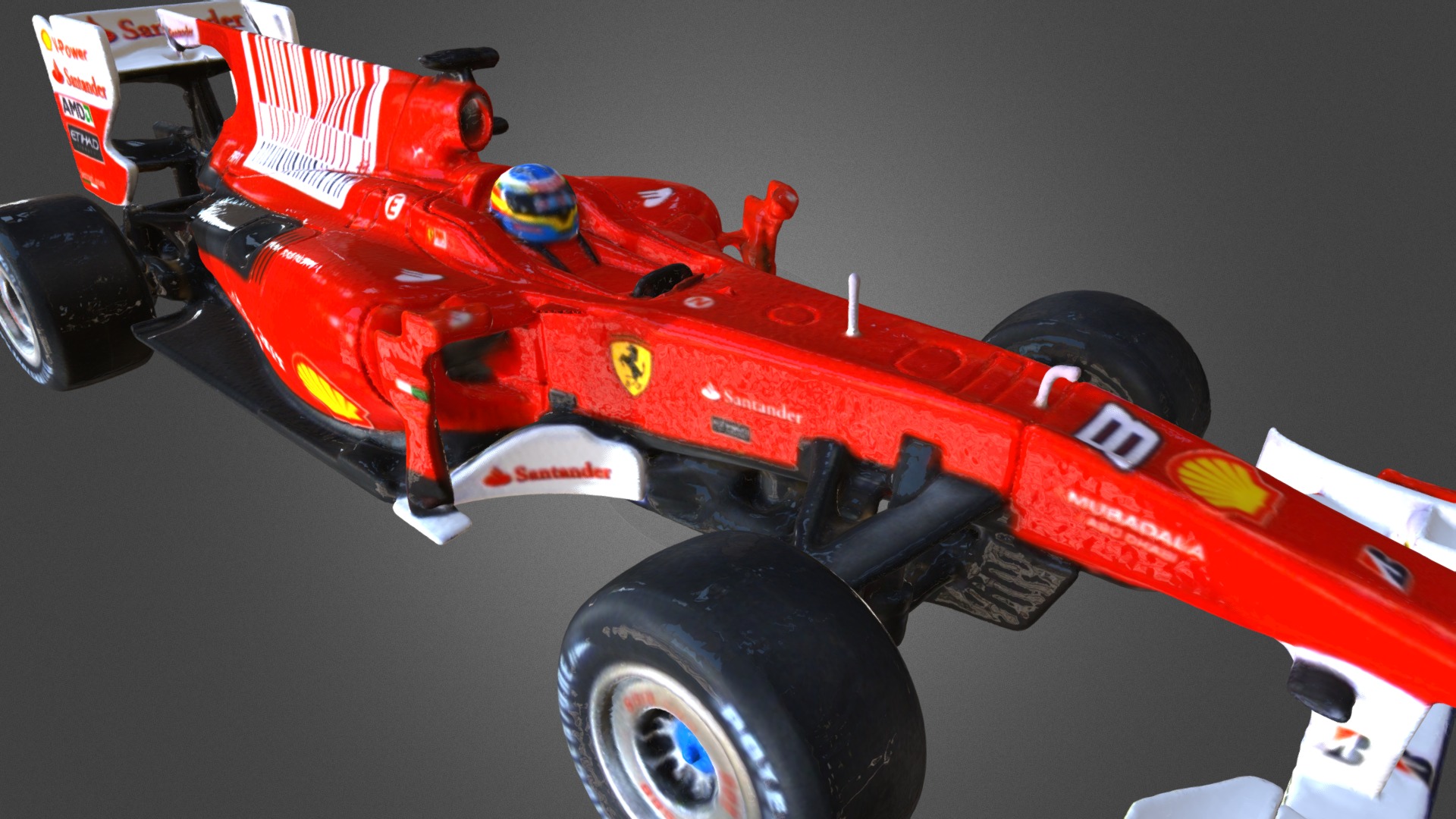 3D model Ferrari F10 1/24 RC car - This is a 3D model of the Ferrari F10 1/24 RC car. The 3D model is about a red and white race car.
