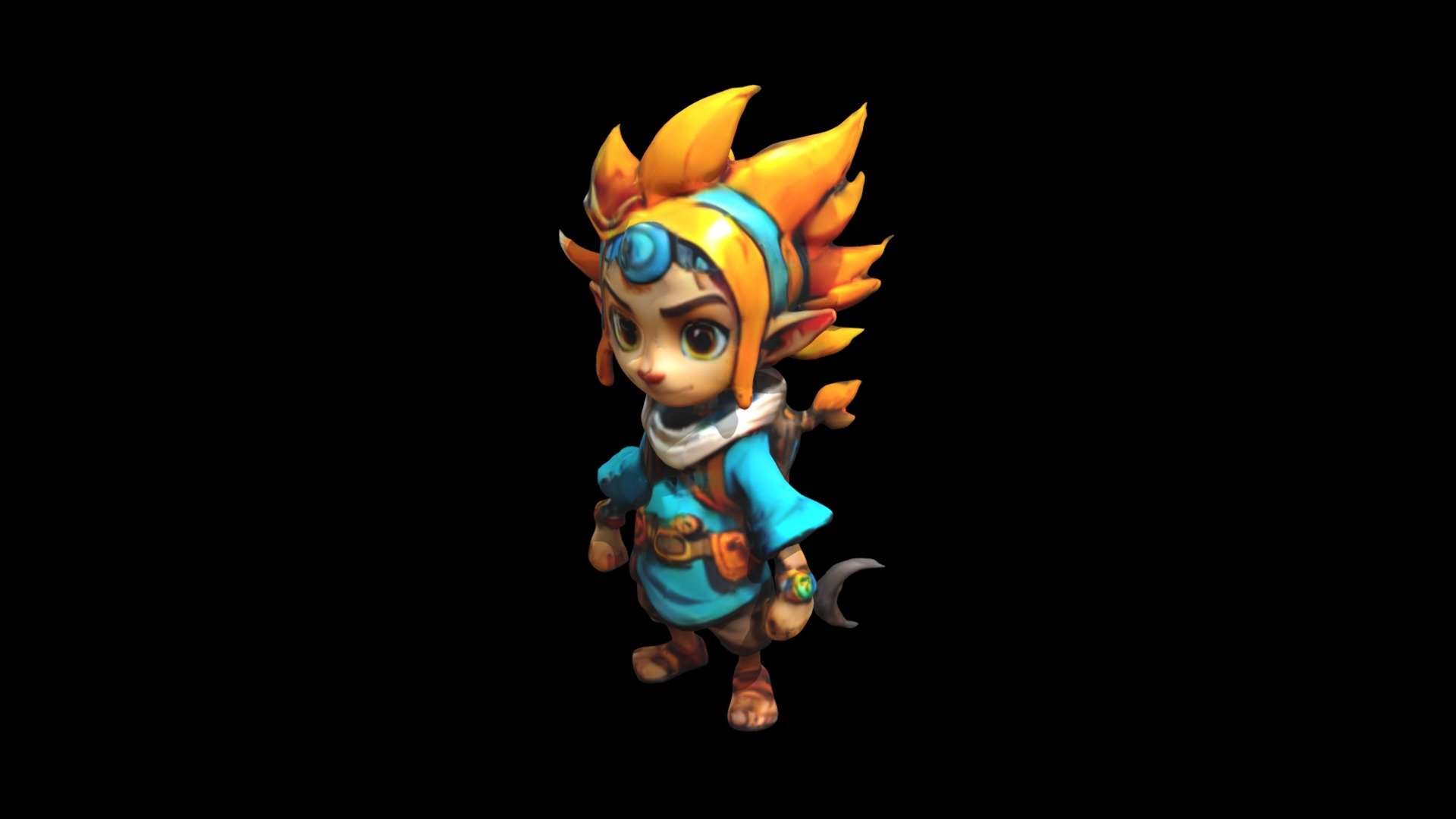 a cartoon character with orange hair and a bl - Download Free 3D model ...