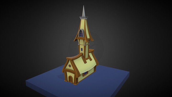 stylized low poly house 3D Model