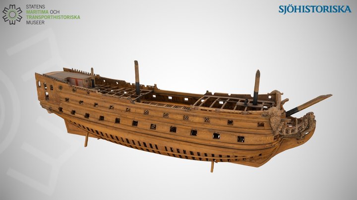 Ship of the line, c. 1700 | Linjeskepp, ca 1700 3D Model