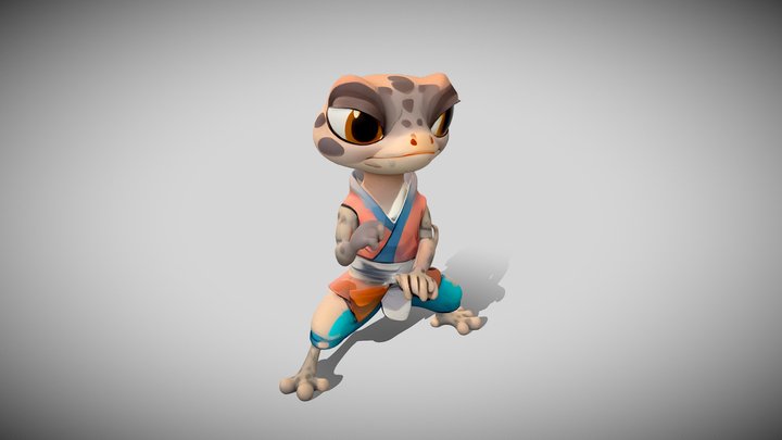 Anthropomorphic lizard martial artist 3D Model