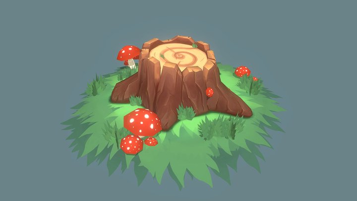 Stylized Tree Stump 3D Model