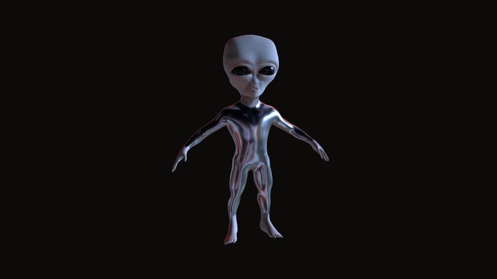 Alien gris ojon 3D Model