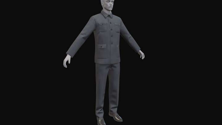 Chinese tunic suit Mao Suit  Low-poly 3D model 3D Model