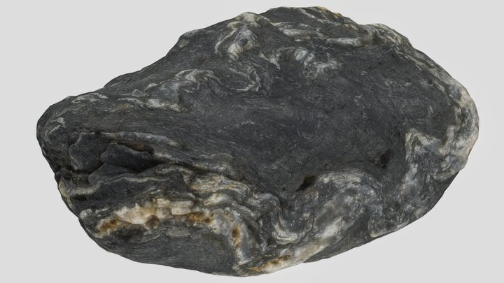 Full Photoscanned River Rock with Quartz 01 3D Model