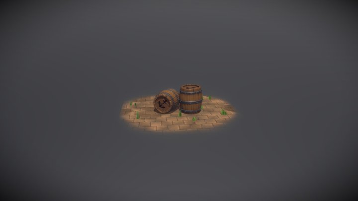 Barrel Diorama 3D Model