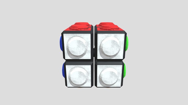 lego 2x2 cube painted 3D Model